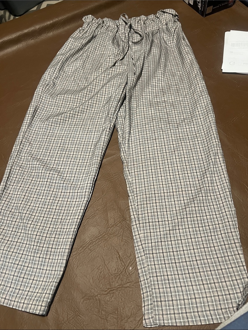 Womens Gray Plaid Pants
